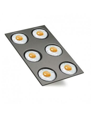 Plaque GN 1/1 revêment anti-adhésif pour les œufs sur le plat, omelettes et crêpes ø 12,5 cm