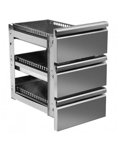 Kit de tiroirs avec "soft self closing" 3x 1/3 pour tables réfrigérées 700 mm - série VIRTUS