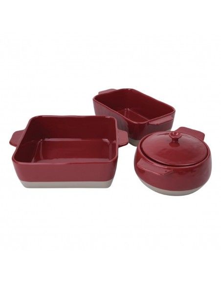 Plat à rôtir rouge et taupe Olympia 4,2L