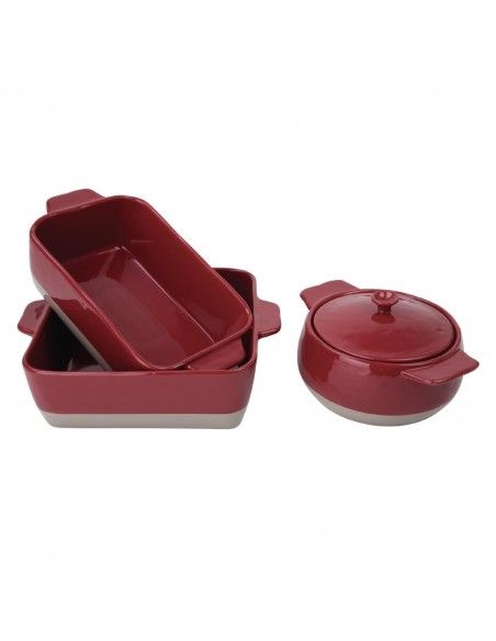 Plat à rôtir rouge et taupe Olympia 4,2L