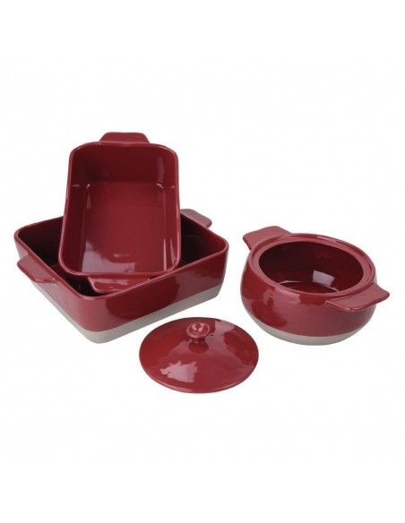 Plat à rôtir rouge et taupe Olympia 4,2L