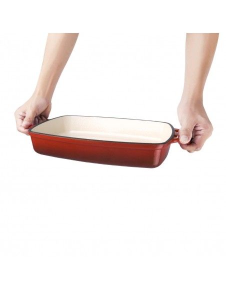 Plat en fonte rectangulaire Vogue rouge 2,8L
