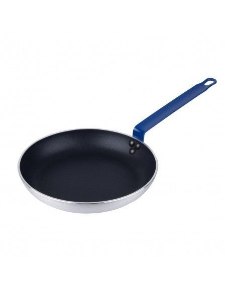 Poêle en aluminium antiadhésive Hygiplas Teflon Platinum Plus avec poignée bleue 28cm