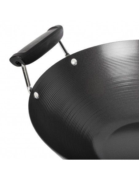 Wok antiadhésif fond plat 356mm