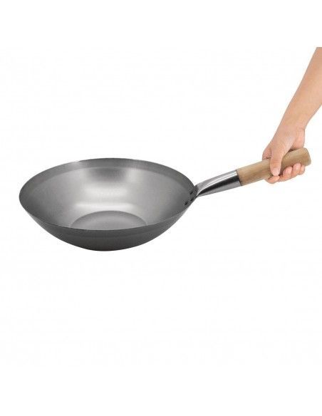 Wok en acier doux Vogue 330mm