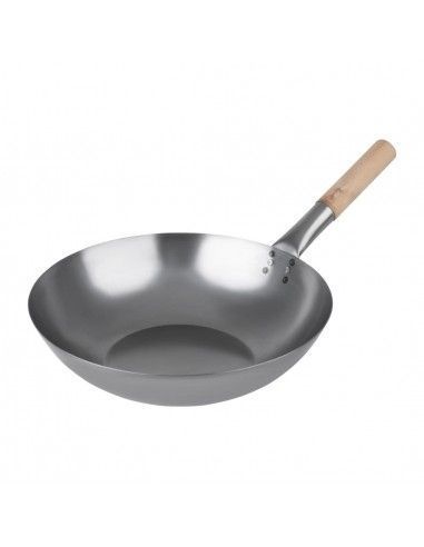 Wok en acier doux Vogue 35,6 cm
