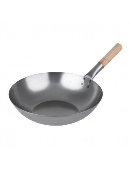 Wok en acier doux Vogue 35,6 cm