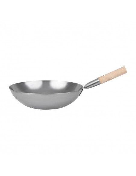 Wok en acier doux Vogue 35,6 cm