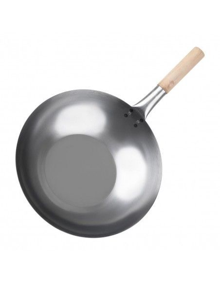 Wok en acier doux Vogue 35,6 cm