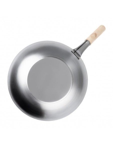 Wok en acier doux Vogue 35,6 cm