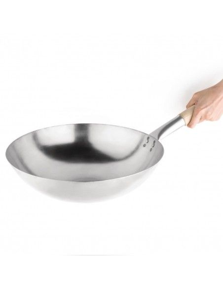 Wok conique en acier doux Vogue 356mm