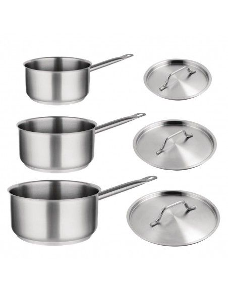 Offre spéciale - Set de 3 casseroles et couvercles inox Vogue