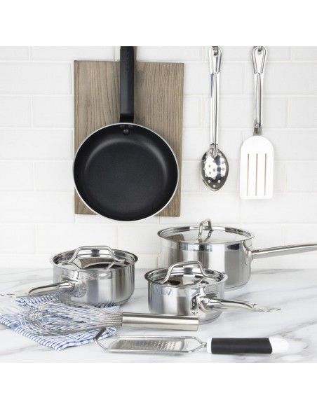 Ensemble 4 pièces casseroles avec couvercles et poêle Nisbets Essentials Cook Like A Pro