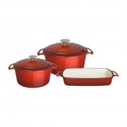 Lot de 3 plats en fonte Vogue rouges 2