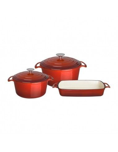 Lot de 3 plats en fonte Vogue rouges