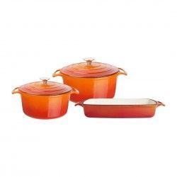 Lot de 3 plats en fonte Vogue orange 2