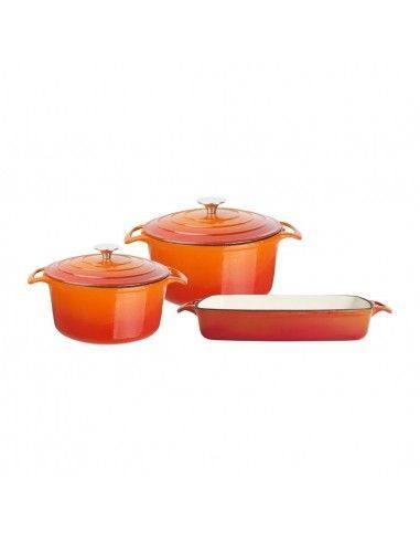 Lot de 3 plats en fonte Vogue orange