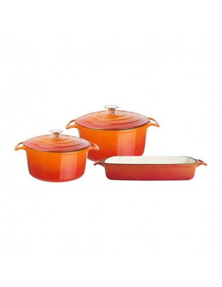 Lot de 3 plats en fonte Vogue orange