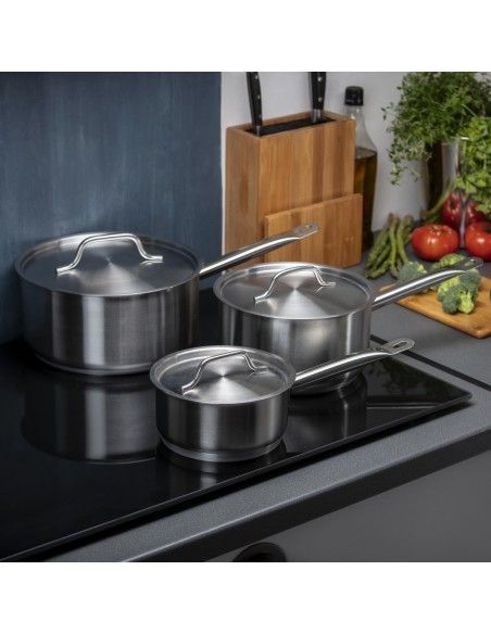 Ensemble 3 casseroles et couvercles inox Vogue Cook Like A Pro