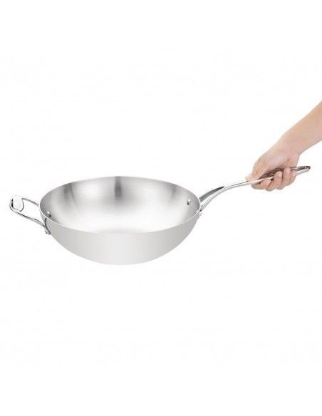 Wok triple épaisseur à fond plat Vogue