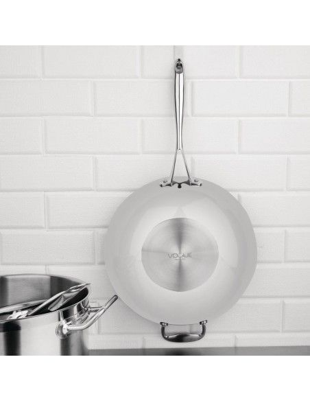 Wok triple épaisseur à fond plat Vogue