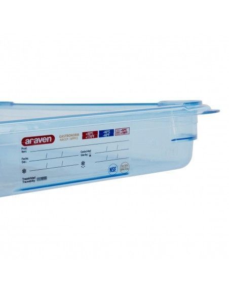 Boîte hermétique bleue en ABS sans BPA Araven GN1/1 65mm