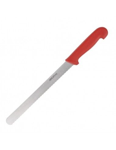Couteau à trancher denté Hygiplas rouge 248mm