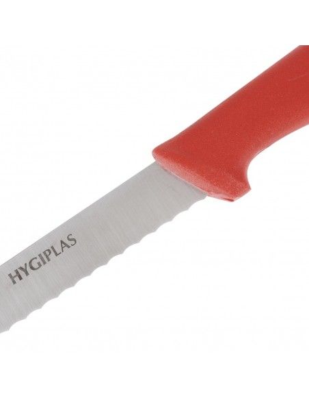 Couteau à trancher denté Hygiplas rouge 248mm