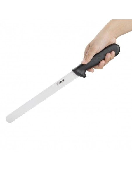 Couteau à trancher denté Hygiplas noir 248mm