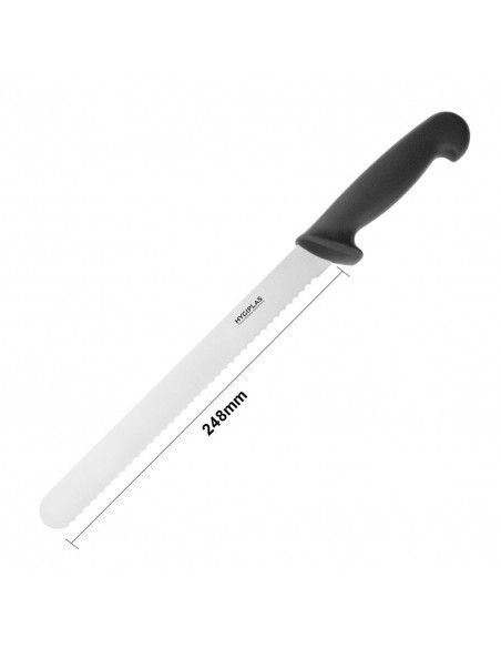 Couteau à trancher denté Hygiplas noir 248mm