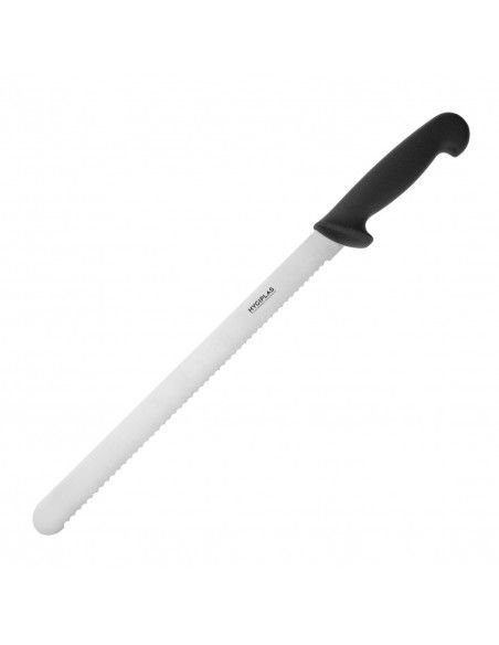 Couteau à trancher denté Hygiplas noir 300mm