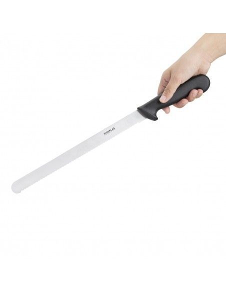 Couteau à trancher denté Hygiplas noir 300mm