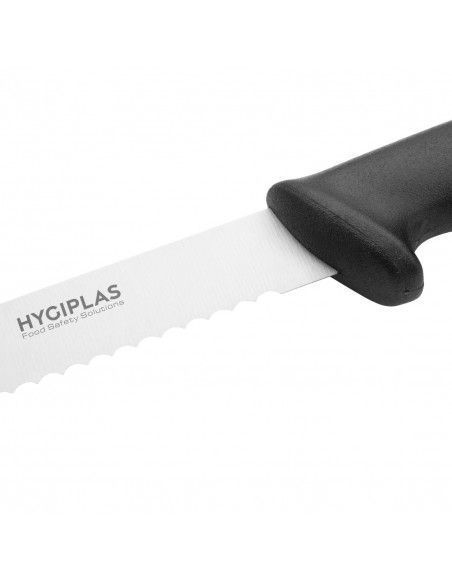 Couteau à trancher denté Hygiplas noir 300mm