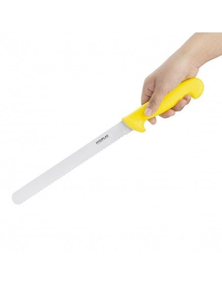 Couteau à trancher denté Hygiplas jaune 248mm