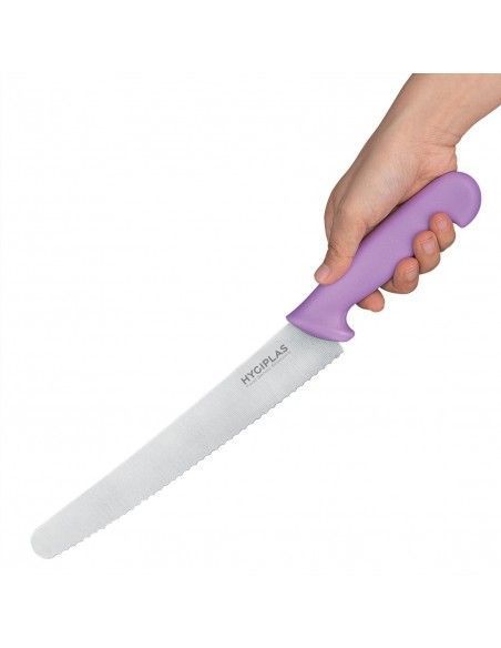 Couteau à pâtisserie denté Hygiplas violet 25cm