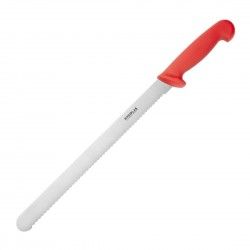 Couteau à génoise dentelé Hygiplas rouge 30,5cm