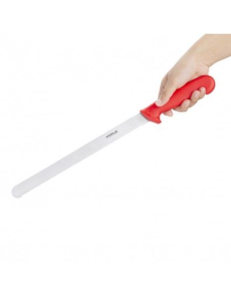 Couteau à génoise dentelé Hygiplas rouge 30,5cm