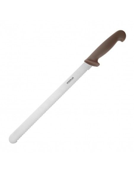 Couteau à génoise dentelé Hygiplas marron 30,5cm
