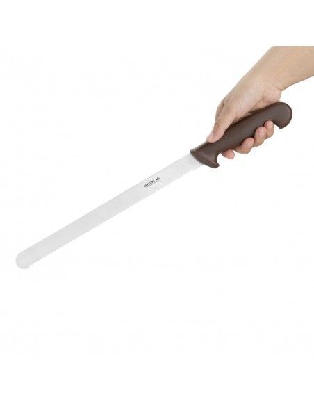 Couteau à génoise dentelé Hygiplas marron 30,5cm
