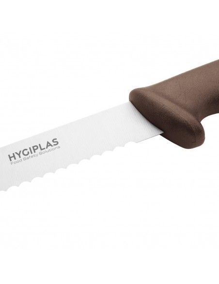 Couteau à génoise dentelé Hygiplas marron 30,5cm