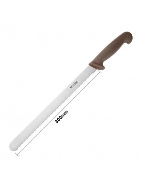 Couteau à génoise dentelé Hygiplas marron 30,5cm