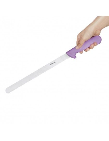 Couteau à génoise dentelé Hygiplas violet 30,5cm