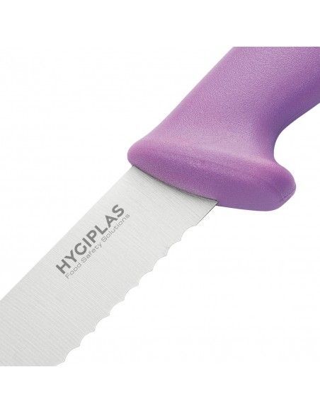 Couteau à génoise dentelé Hygiplas violet 30,5cm