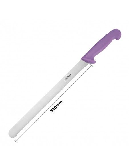 Couteau à génoise dentelé Hygiplas violet 30,5cm
