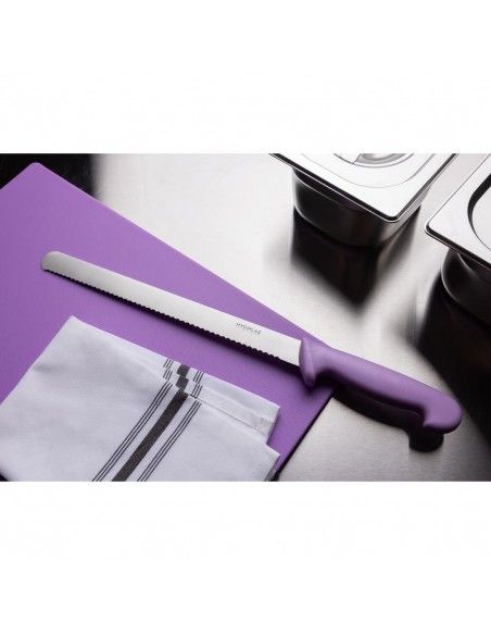 Couteau à génoise dentelé Hygiplas violet 30,5cm