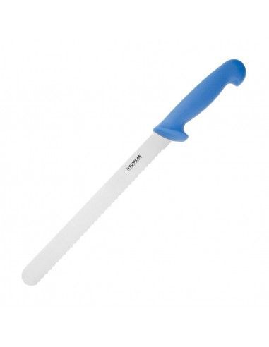 Couteau à génoise dentelé Hygiplas bleu 254 mm