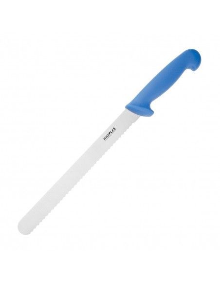 Couteau à génoise dentelé Hygiplas bleu 254 mm