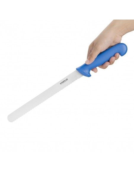Couteau à génoise dentelé Hygiplas bleu 254 mm