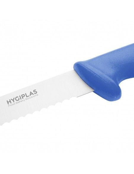 Couteau à génoise dentelé Hygiplas bleu 254 mm