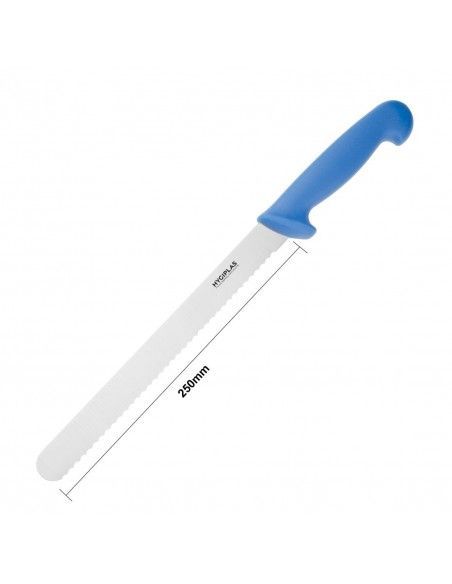 Couteau à génoise dentelé Hygiplas bleu 254 mm